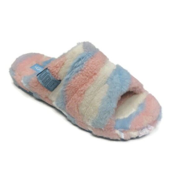 UGG Other - UGG Mens Size 13 Fluff You Cali Collage Pride Stripes Sheepskin Slippers 1121616